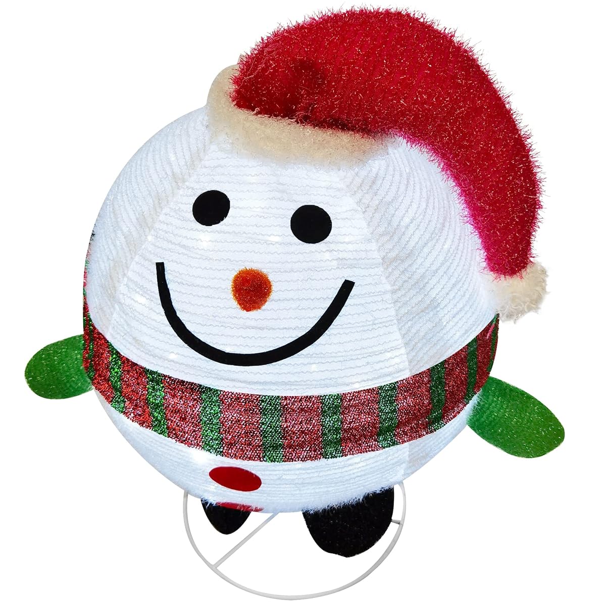 Lulu Home Christmas Collapsible Snowman Decoration, 23.6inch 48 LED Lighted Ball-Like Snowman Ornaments with Clear Lights, Pre-lit Foldable Adorable Xmas Indoor Outdoor Yard Decor - detail image 1