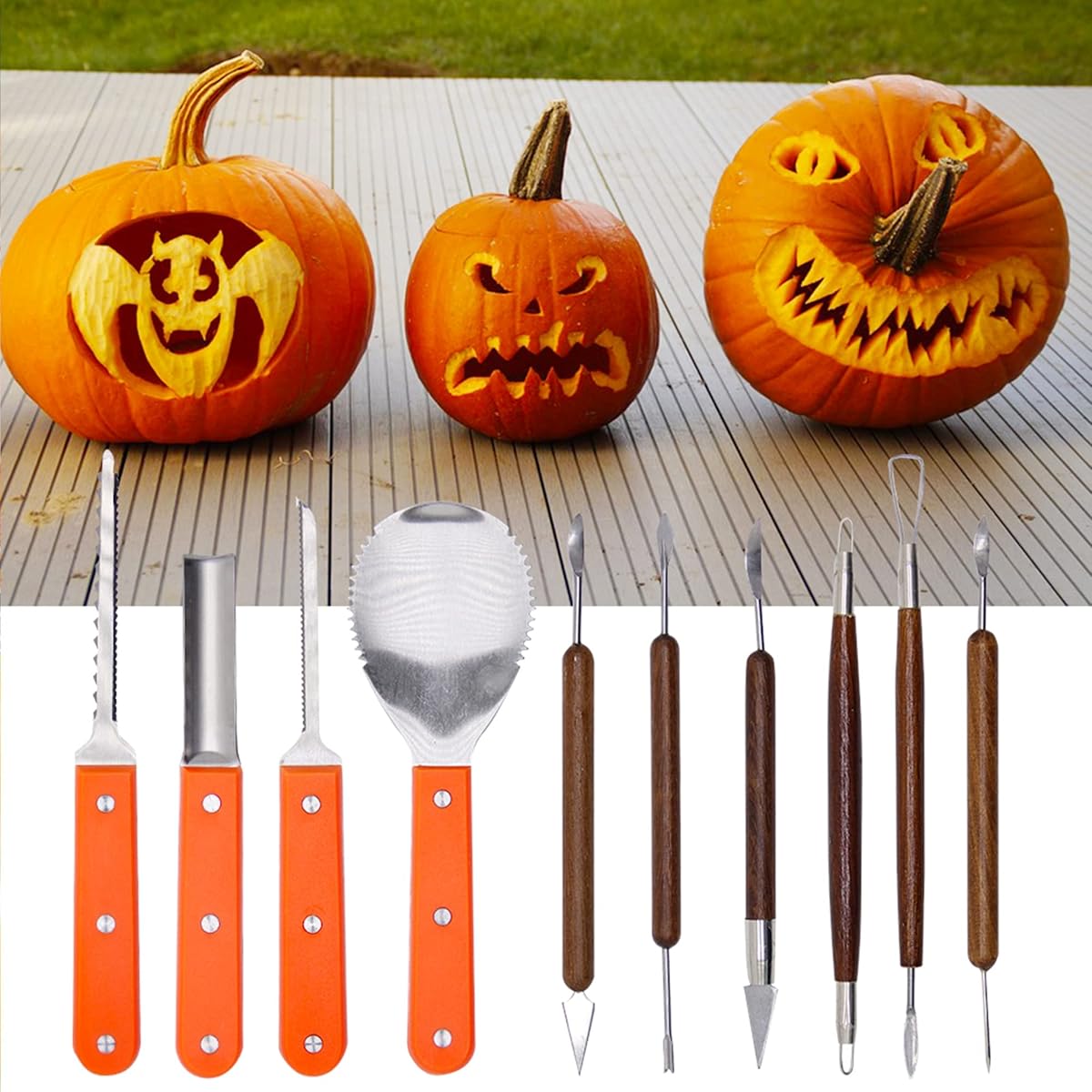 Lulu Home Halloween Pumpkin Carving Kit, 10 Pieces Professional Pumpkin Cutting Supplies for Jack-O-Lanterns with Bag - imagen de detalle 3