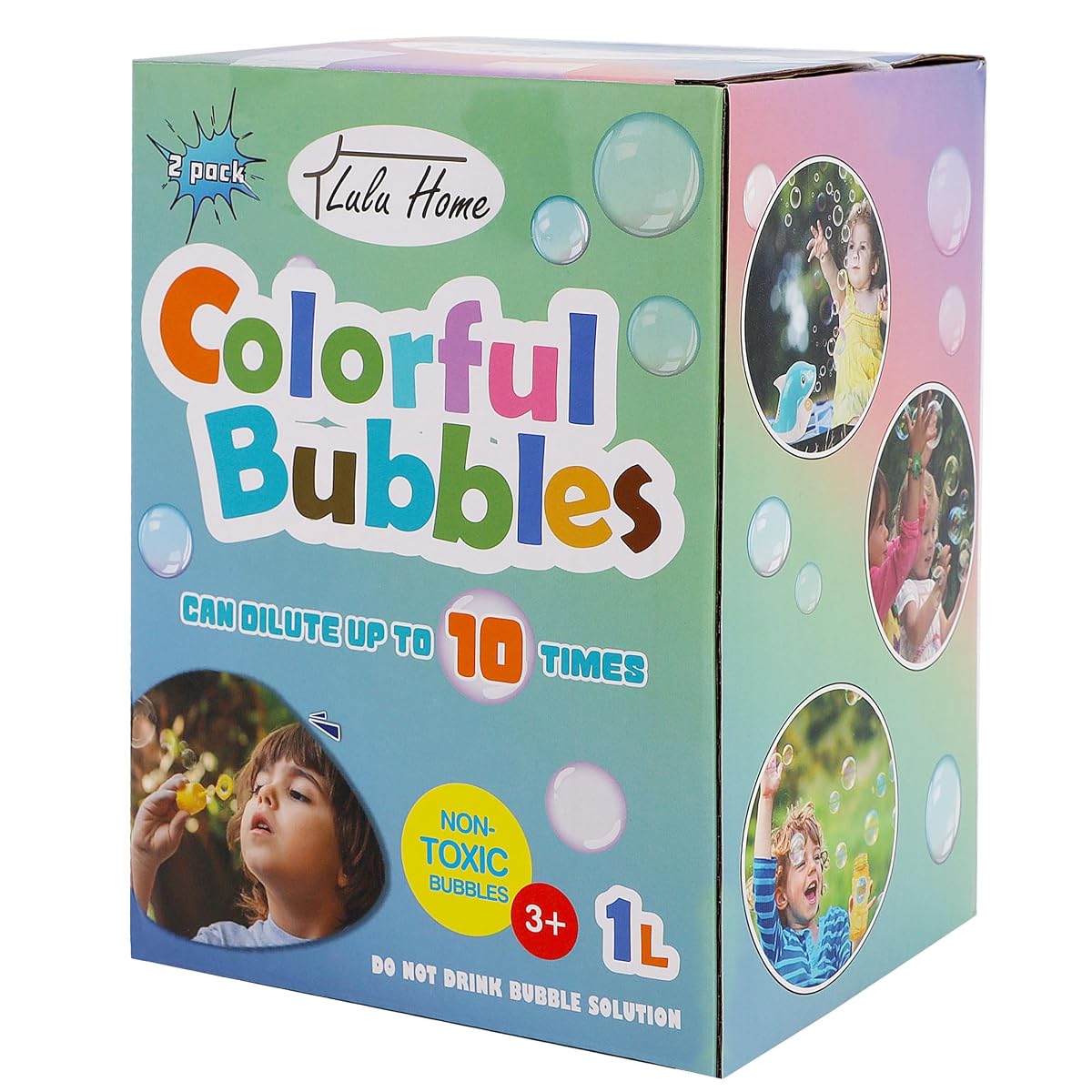 Lulu Home 2 Pack Bubble Solution, 2 L/67.6 OZ - Giant Bubble Wand & Blower, Halloween/Birthday Party Favors - Up to 5 Gallons - detail image 5