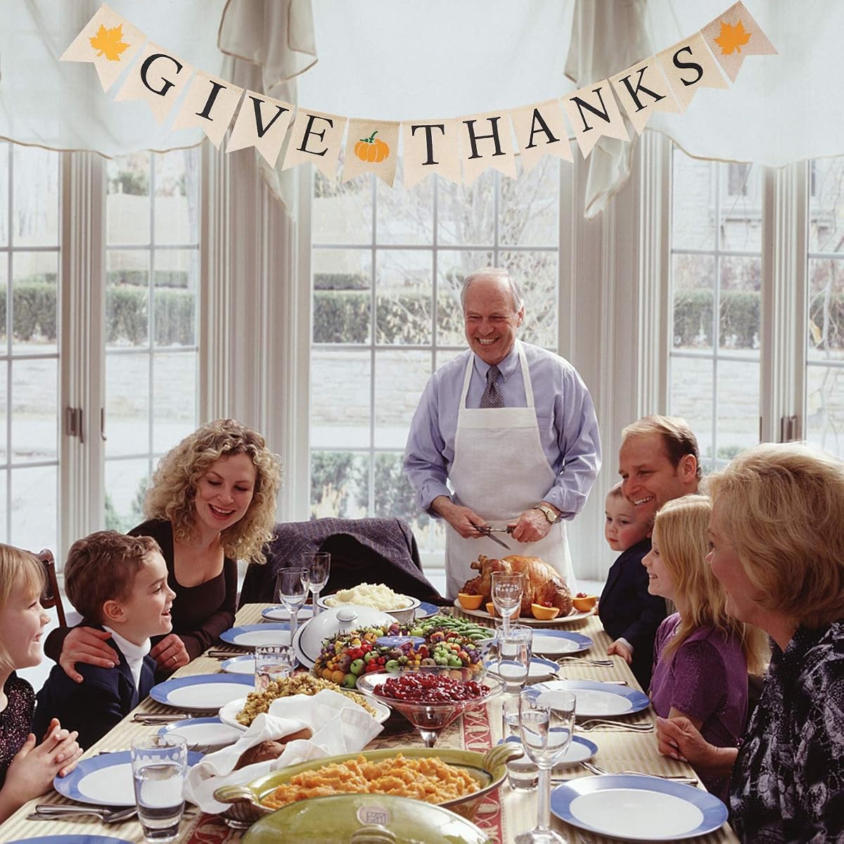 Lulu Home Fall Festive Give Thanks Banner - 6.6 FT Burlap Harvest Banner Decor for Fall Party & Autumn Sign - detail image 5
