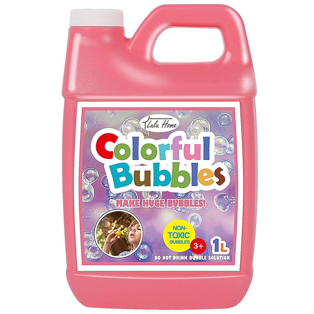 Lulu Home Concentrated Bubble Solution, 1 L/ 33.8 OZ Refill for Bubble Machines, Giant Wands, and Blowers - Up to 2.5 Gallons for Kids' Birthday Parties