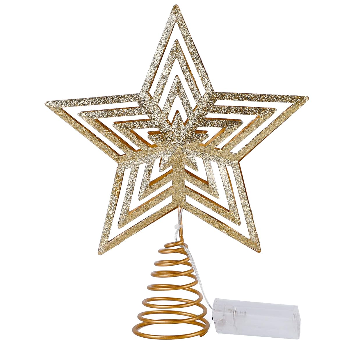 Lulu Home Christmas Tree Topper, 11.8" X 9.5" Golden Christmas LED Star Tree Topper, 20 LED Lighted Xmas Tree Star Topper Christmas Tree Ornament Decoration - imagen de detalle 5