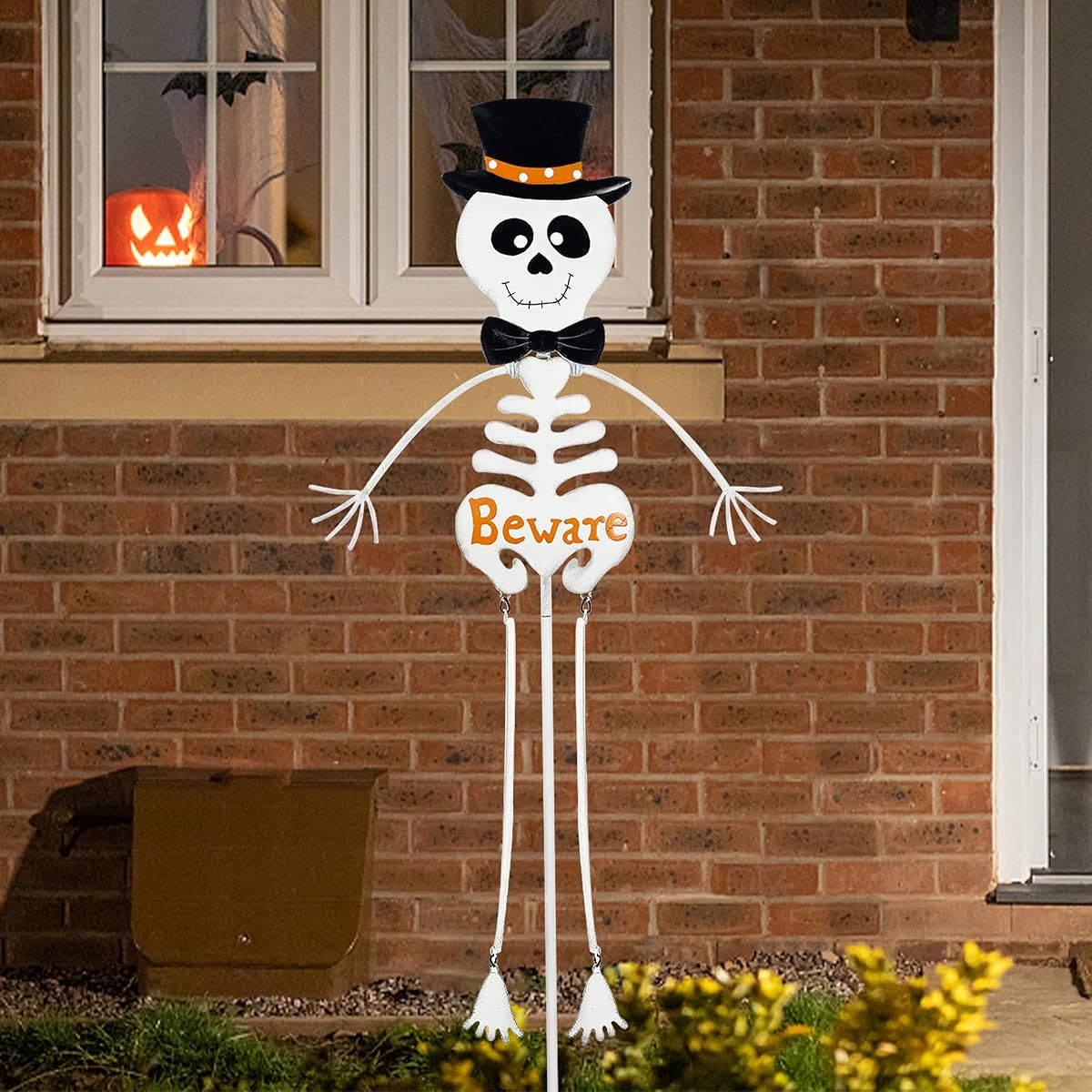 Lulu Home Halloween Yard Stake, 34.6" Metal Well Dressed Standing Skeletons, Outdoor Garden Lawn Driveway Yard Sign for Day of the Dead Halloween Decorations - imagen de detalle 4