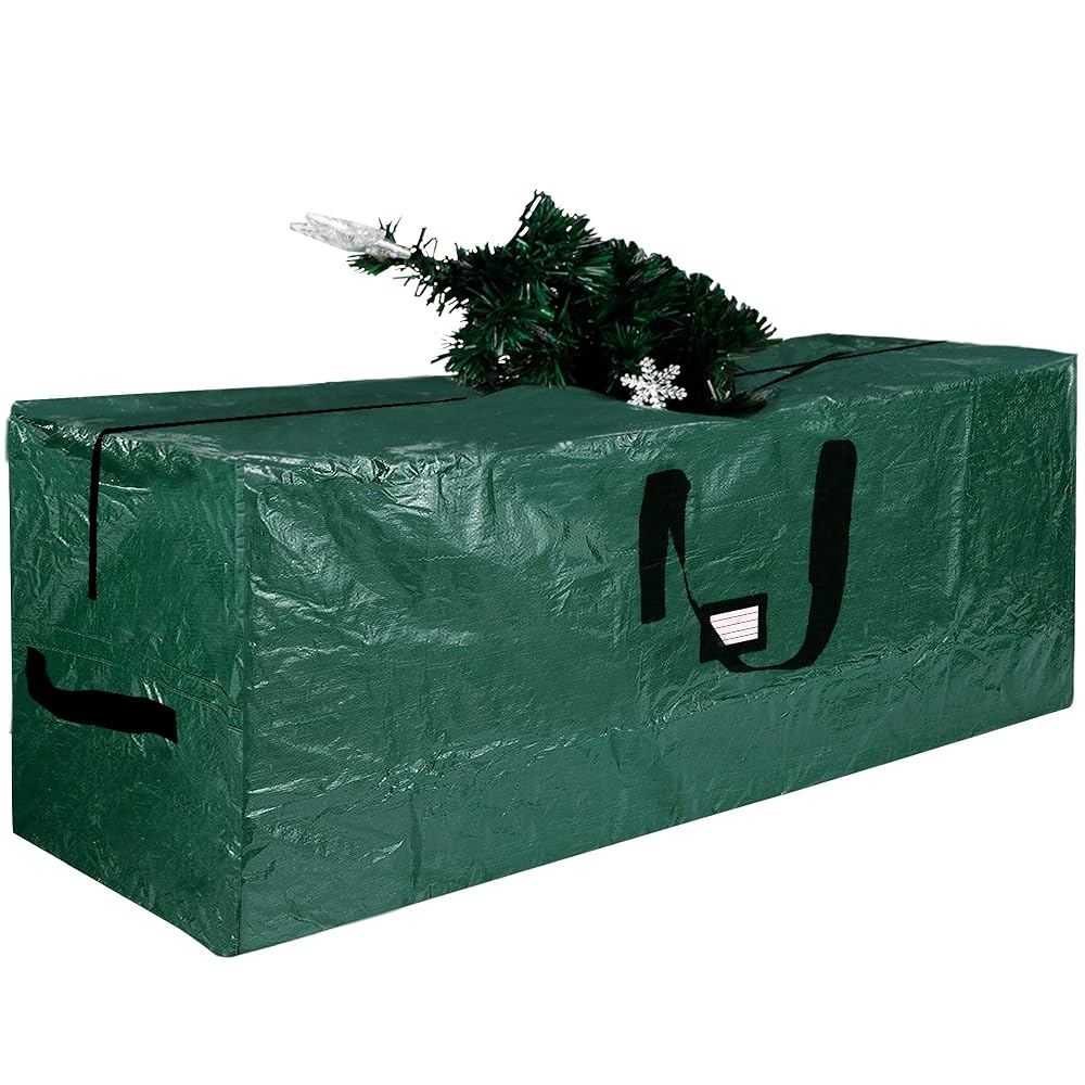 Lulu Home Christmas Tree Storage Bag, 65"x30"x15" Polyester Artificial Tree Storage Bag with Dual Zippers and Sturdy Handles, Fits Up to 9 Ft Disassembled Xmas Trees, Green