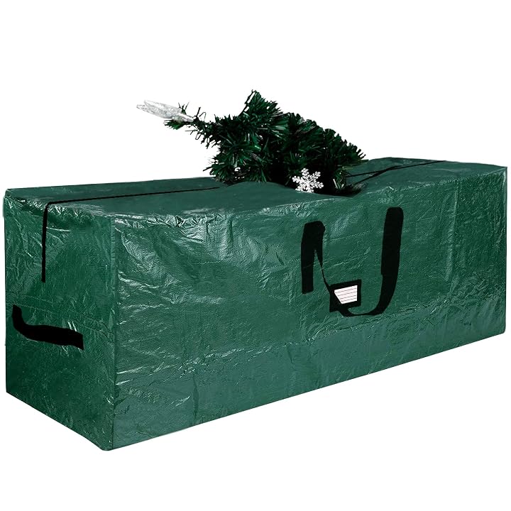 Lulu Home Christmas Tree Storage Bag, 65"x30"x15" Polyester Artificial Tree Storage Bag with Dual Zippers and Sturdy Handles, Fits Up to 9 Ft Disassembled Xmas Trees, Green