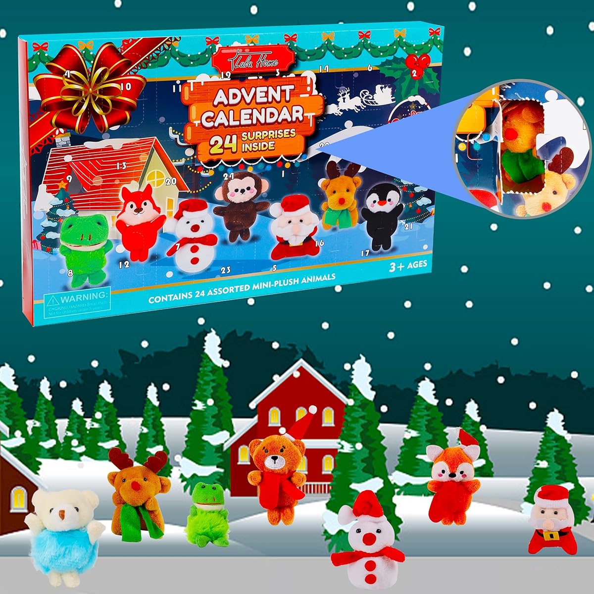 Lulu Home 2022 Christmas Advent Calendars, 24 Pcs Plush Mini Animals for Christmas 24 Days Countdown, Xmas Plush Hanging Ornaments for Christmas Tree Decorations, Christmas Gifts for Kids - imagem de detalhe 2