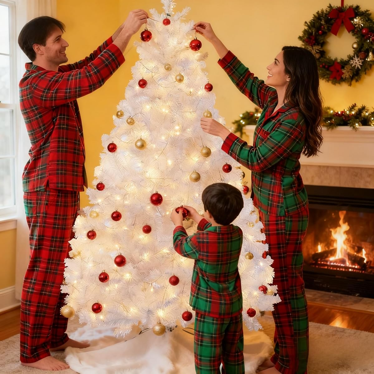 Lulu Home 6FT Christmas Tree, Artificial Christmas Tree with RC 300 LEDs Warm White & Multicolored String Lights(NOT Pre-Strung) for Indoor Outdoor Winter Decoration, 11 Lighting Modes with Timer - 细节图 6