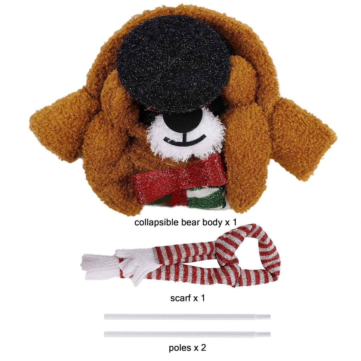 Lulu Home Christmas Collapsible Brown Bear Decoration, 24 Inch 48 LED Christmas Lighted Brown Bear Ornaments with Clear Lights, Plug-in Christmas Light Up Brown Bear Indoor Outdoor Yard Holiday Decor - imagen de detalle 1