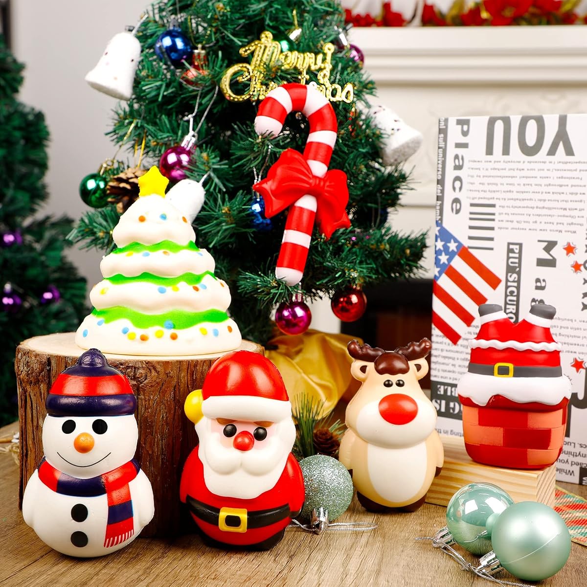 Lulu Home Christmas Party Favors, 6 Pack Jumbo Squishy Slow Rising Toys Set, Christmas Stress Relief Cute Sensory Toys for Boys Girls Trick or Treat Party Supplies - imagen de detalle 3