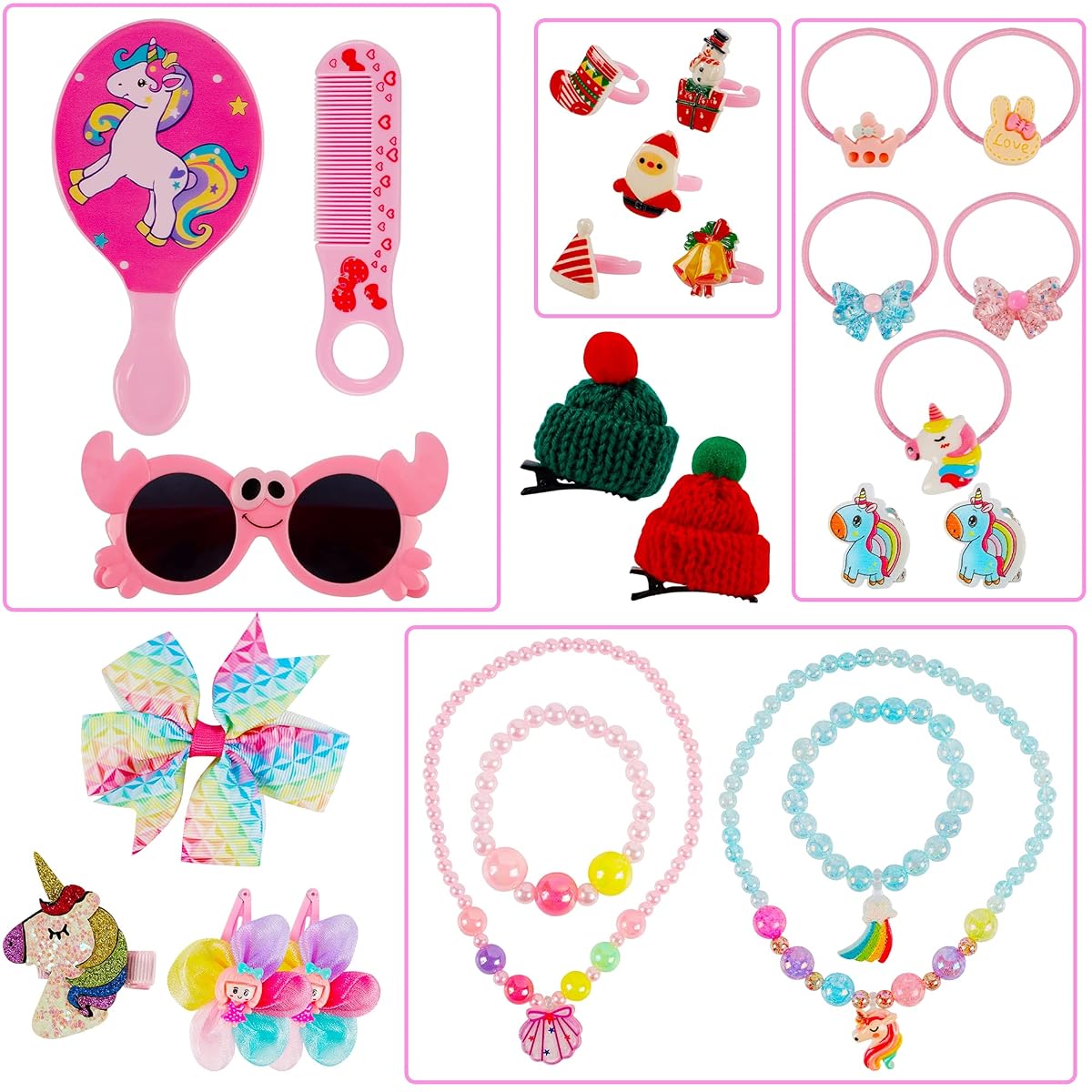 Lulu Home 2022 Christmas Advent Calendars, 24 Pcs Girls Dressing Up Accessories for Christmas 24 Days Countdown, Sunglasses Rings Necklace Hair Clips Christmas Gifts for Kids Princess Game Favor - 细节图 1