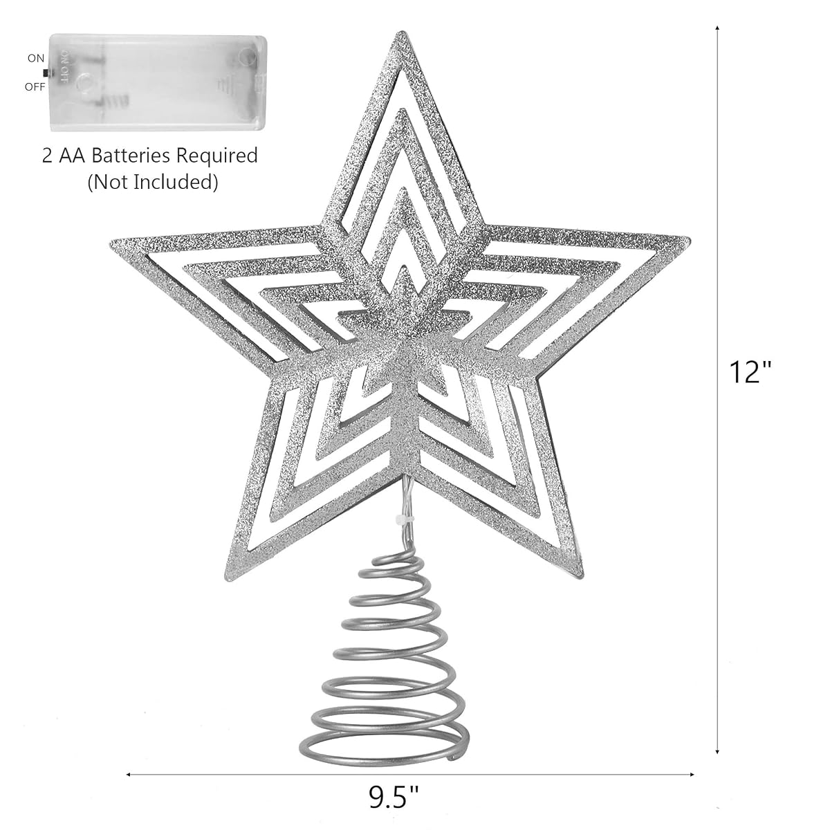 Lulu Home Christmas Tree Topper, 11.8" X 9.5" Christmas LED Star Tree Topper, Lighted Xmas Tree Star Topper Christmas Tree Ornament Decoration - imagen de detalle 1