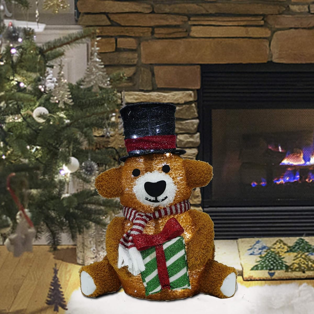 Lulu Home Christmas Collapsible Brown Bear Decoration, 24 Inch 48 LED Christmas Lighted Brown Bear Ornaments with Clear Lights, Plug-in Christmas Light Up Brown Bear Indoor Outdoor Yard Holiday Decor - imagen de detalle 5