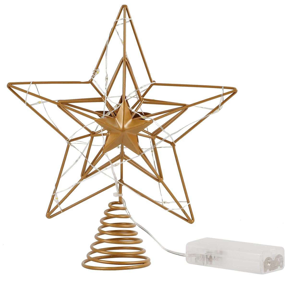 Lulu Home Christmas Tree Topper, 8.5" X 7.6" Golden Christmas LED Star Tree Topper, 15 LED Lighted Xmas Tree Star Topper Christmas Tree Ornament Decoration - imagem de detalhe 5