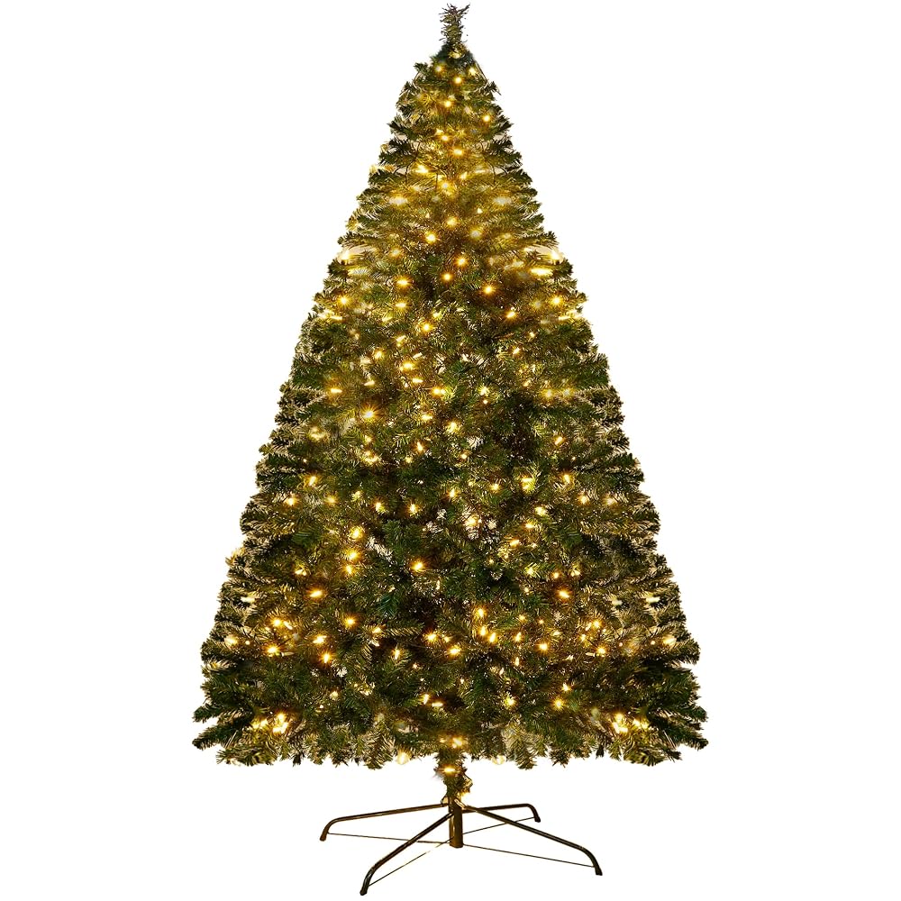 Lulu Home Christmas Tree, 7.5 Ft Artificial Christmas Tree with 600 LED String Multicolored Lights, Artificial Christmas Tree Douglas Fir with Iron Stand for Indoor Outdoor Christmas Decoration