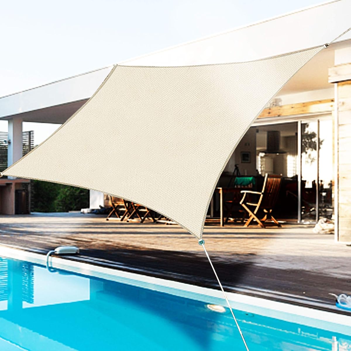 Lulu Home 10'x10' Square Sun Shade Sail, UV Block Shade Sail, Outdoor Sun Shade Canopy for Patio Backyard Garden, Cream - imagem de detalhe 6