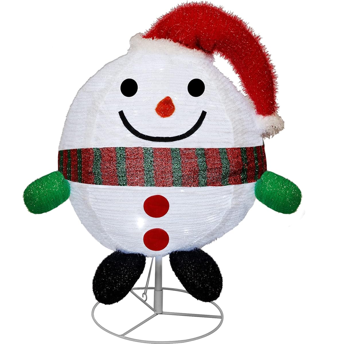 Lulu Home Christmas Collapsible Snowman Decoration, 23.6inch 48 LED Lighted Ball-Like Snowman Ornaments with Clear Lights, Pre-lit Foldable Adorable Xmas Indoor Outdoor Yard Decor - detail image 6