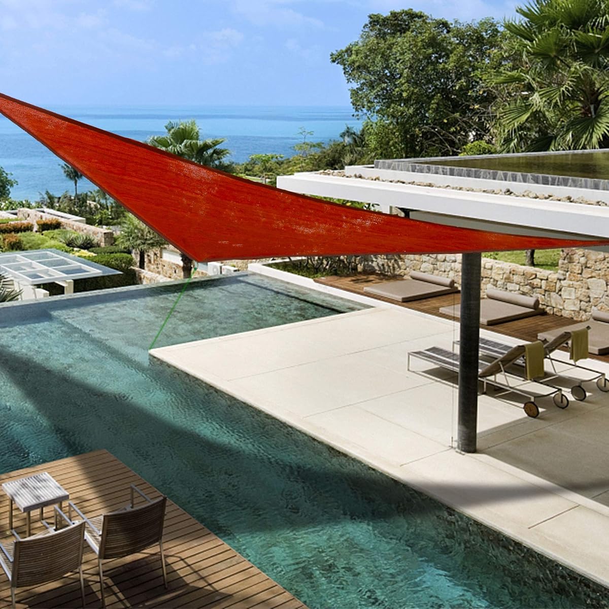 Lulu Home 16'x16'x16' Triangle Sun Shade Sail, UV Block Shade Sail, Outdoor Sun Shade Canopy for Patio Backyard Garden, Terra - imagen de detalle 6