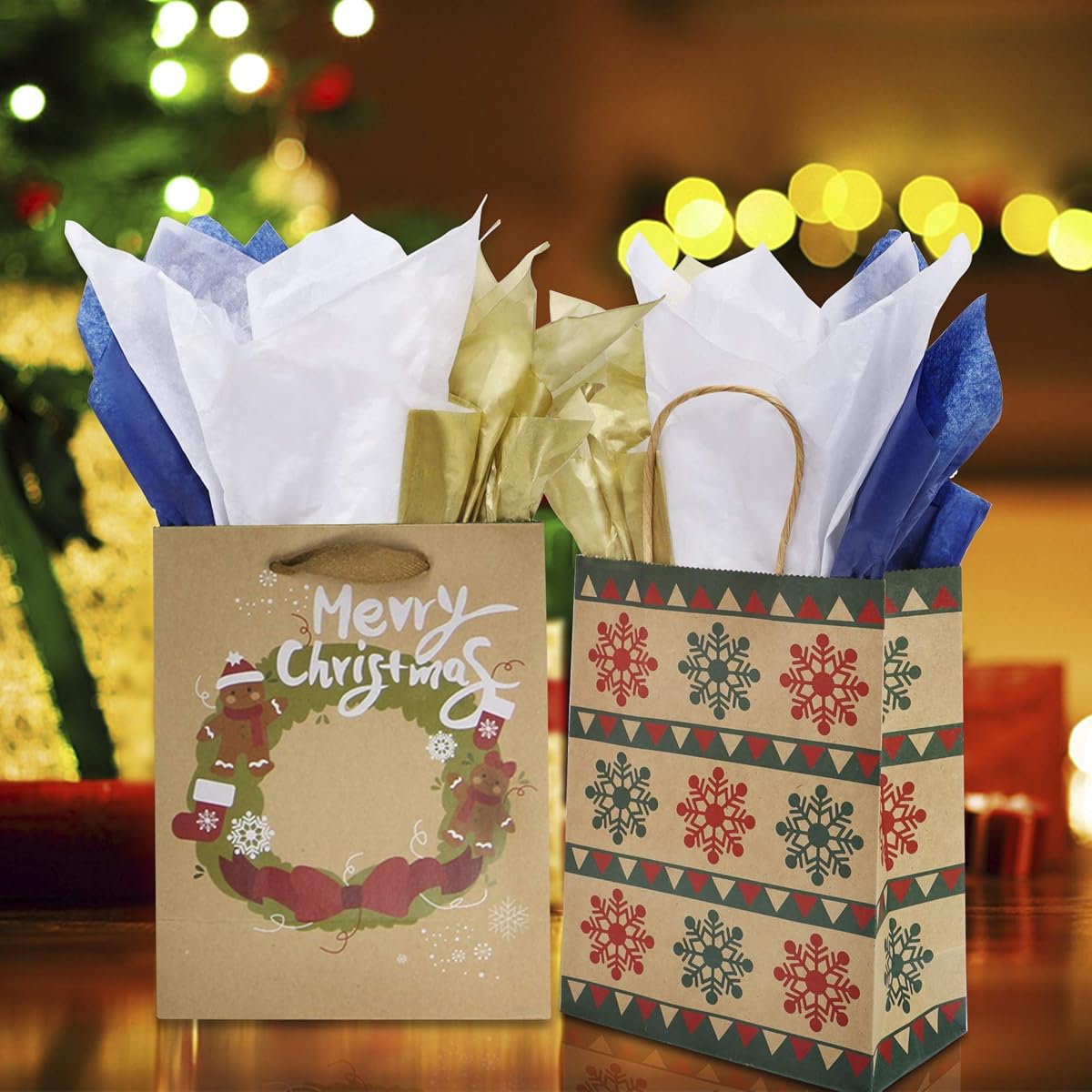 Lulu Home Christmas Tissue Paper Assortment, 180 Sheets Assorted Colors(White, Blue, Golden) Premium Quality Tissue Paper, Paper Bundle for Gift Wrap, Gift Wrapping Paper Crafts - imagen de detalle 3