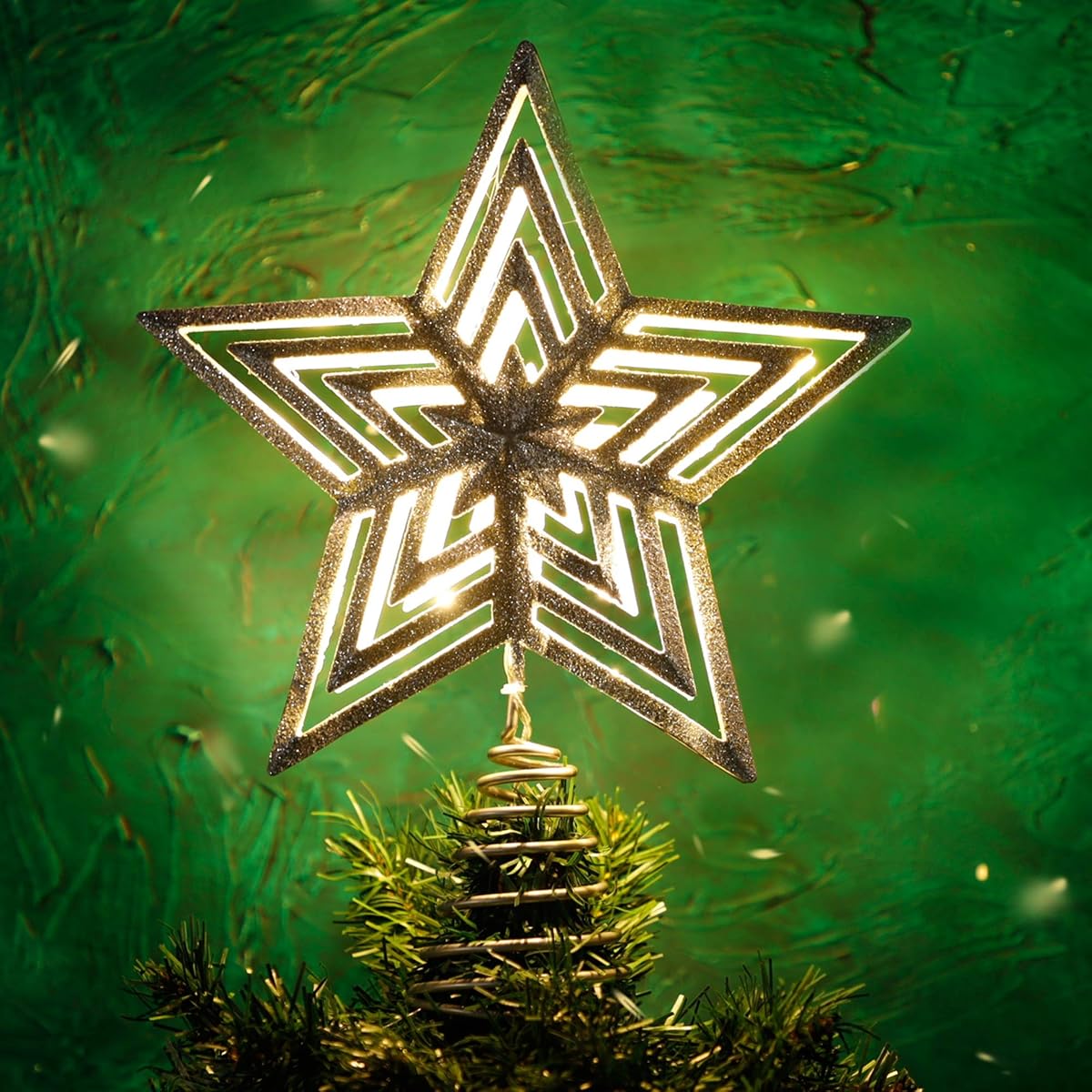 Lulu Home Christmas Tree Topper, 11.8" X 9.5" Christmas LED Star Tree Topper, Lighted Xmas Tree Star Topper Christmas Tree Ornament Decoration - imagen de detalle 2