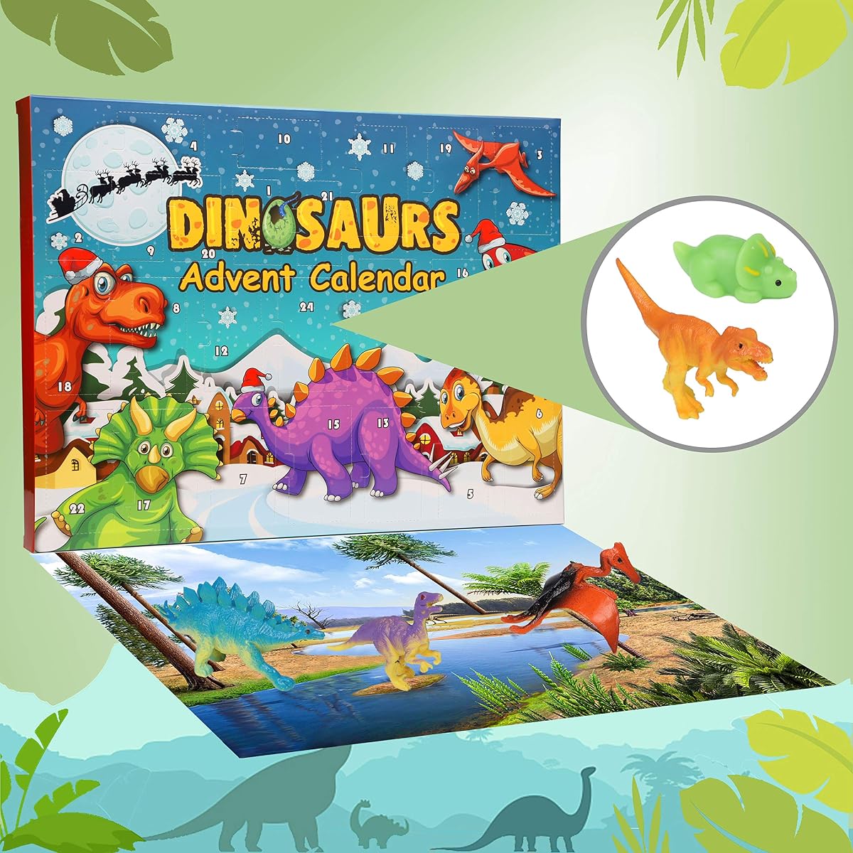 Lulu Home Christmas Advent Calendar with 24 Dinosaurs, Christmas Dinosaur Advent Calendar 2021, Countdown to Christmas Gifts for Kids - imagem de detalhe 2