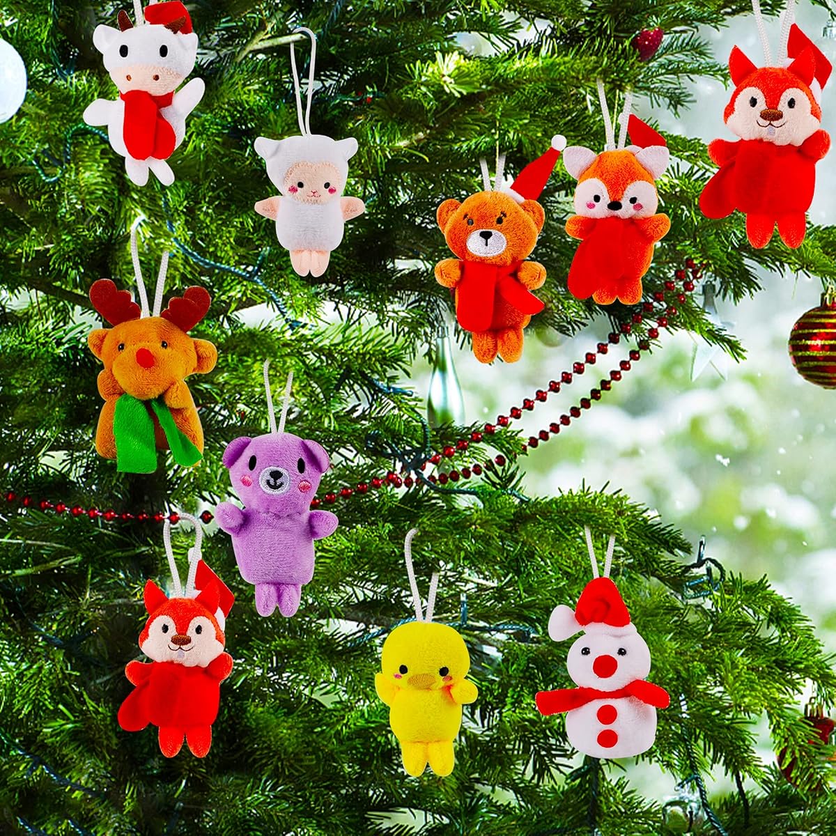 Lulu Home 2022 Christmas Advent Calendars, 24 Pcs Plush Mini Animals for Christmas 24 Days Countdown, Xmas Plush Hanging Ornaments for Christmas Tree Decorations, Christmas Gifts for Kids - imagem de detalhe 5