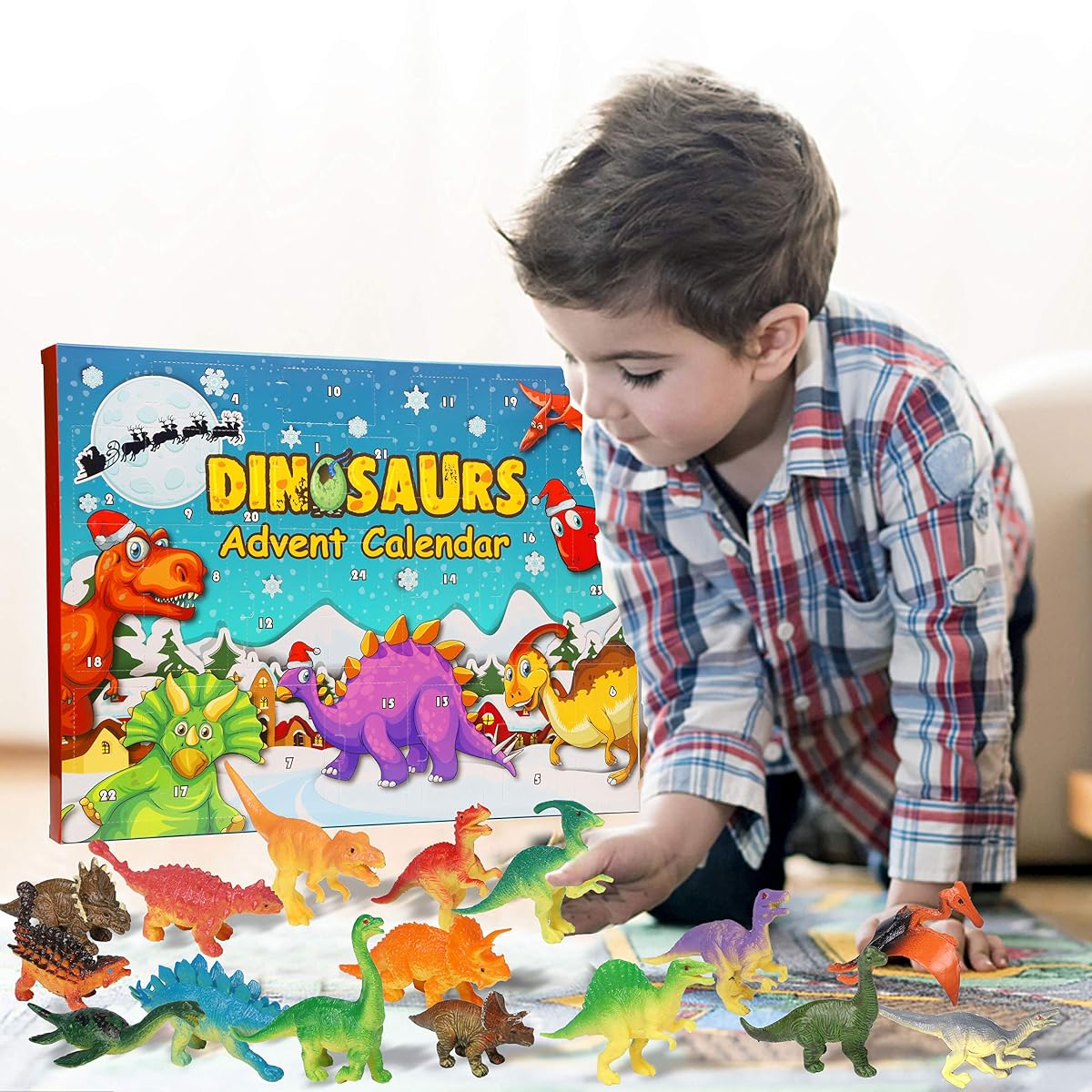 Lulu Home Christmas Advent Calendar with 24 Dinosaurs, Christmas Dinosaur Advent Calendar 2021, Countdown to Christmas Gifts for Kids - imagem de detalhe 3