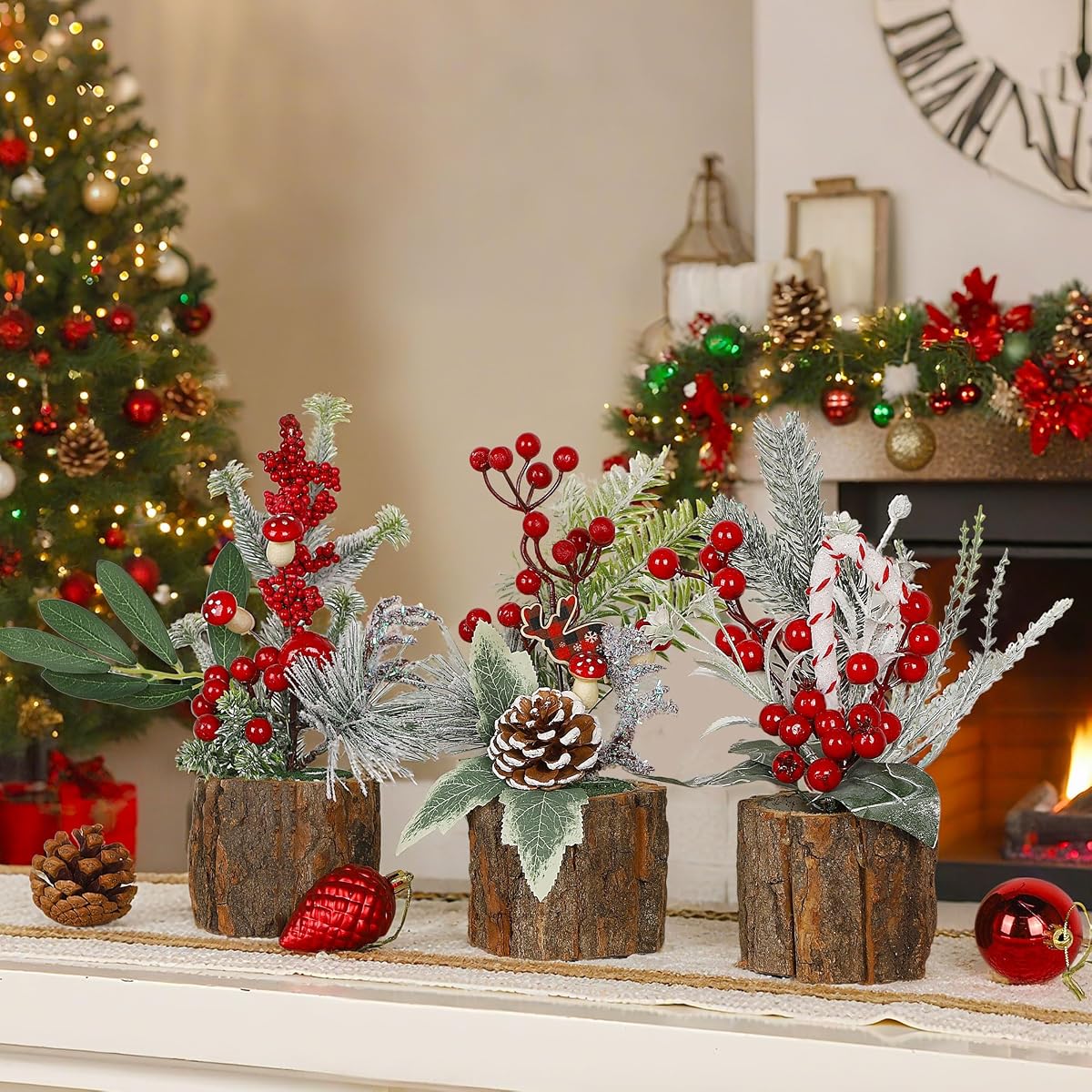 Lulu Home Artificial Mini Christmas Trees, 3 Packs - imagen de detalle 2