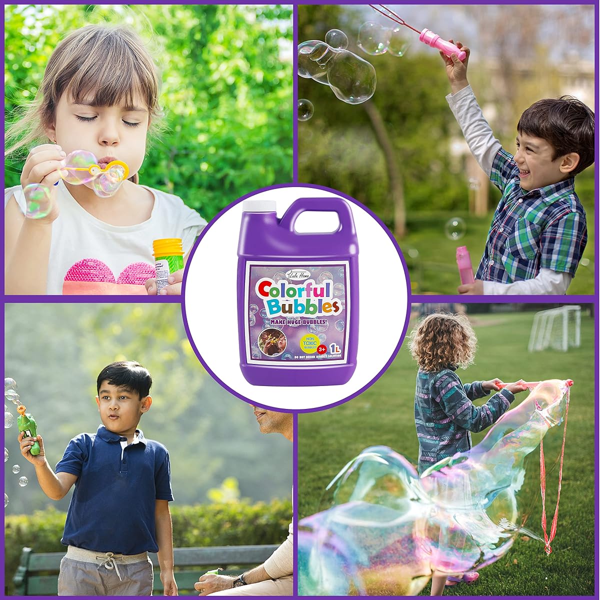 Lulu Home Concentrated Bubble Solution, 1 L/ 33.8 OZ Refill for Bubble Machines, Giant Wands, and Blowers - Up to 2.5 Gallons for Kids' Birthday Parties - imagen de detalle 5