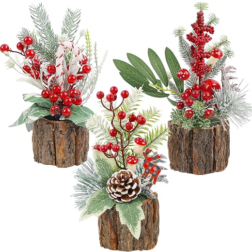 Lulu Home Artificial Mini Christmas Trees, 3 Packs