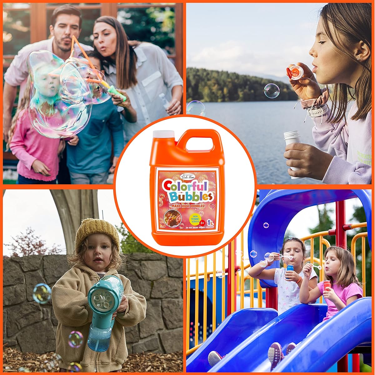 Lulu Home Concentrated Bubble Solution, 1 L/ 33.8 OZ Refill for Bubble Machines, Giant Wands, and Blowers - Up to 2.5 Gallons for Kids' Birthday Parties - imagen de detalle 4