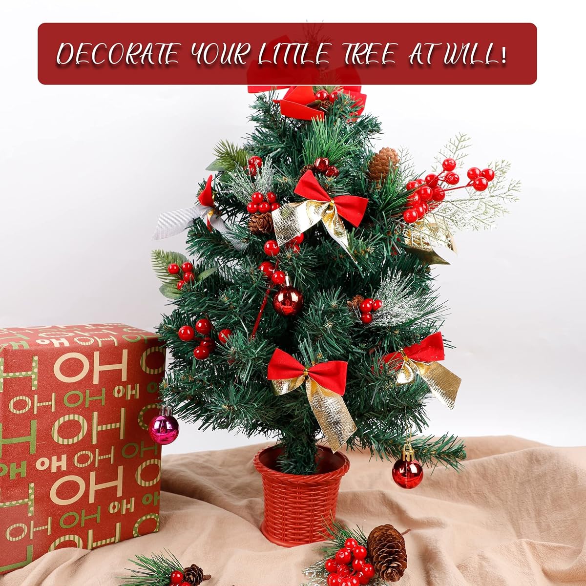Lulu Home 16 Pieces Christmas Picks, Artificial Pine Branches with Pine Cones and Red Berries for Xmas Tree Wreath Garland Gifts DIY Crafts Decorations, 14 Small + 2 Large - imagem de detalhe 3