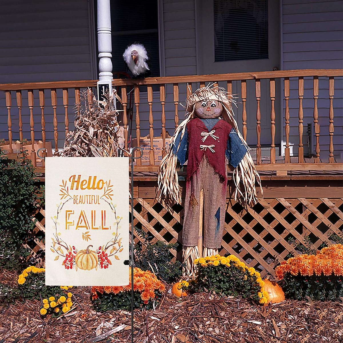 Lulu Home Flag Stand with A Burlap Flag, 34 Inch Metal Yard Flag Stand, Fall Harvest Front Porch Sign, Sturdy Fall Flag Stand for Garden, Yard, Lawn, Farmhouse Autumn Decor - imagem de detalhe 5