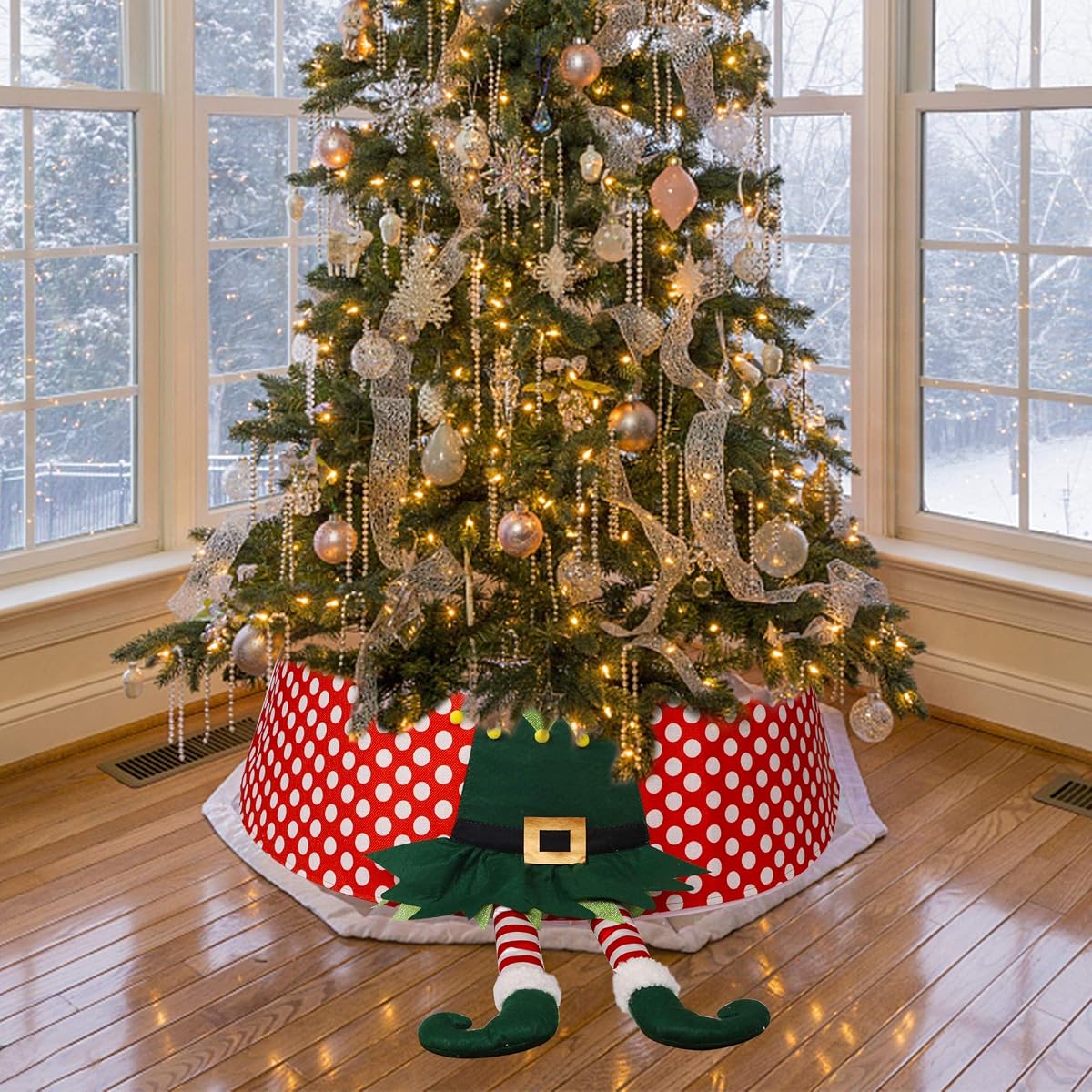Lulu Home 30 Inch Christmas Tree Collar with PC Boards, Elf Boots Christmas Tree Stand Cover, Christmas Tree Ring Bottom Decoration - imagem de detalhe 4