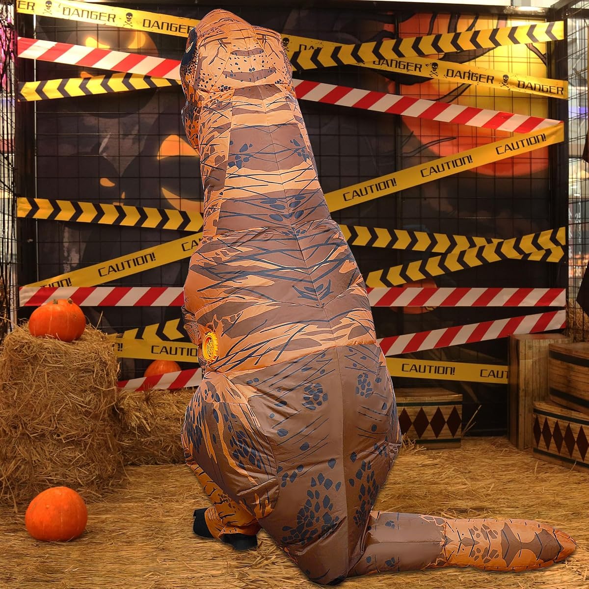 Lulu Home 6.5FT H Inflatable Dinosaur T-Rex Costume for Kids, Halloween Blow Up Fancy Dress Costume for Boys Girls Dinosaur Themed Party Trick or Treat Activity, Brown - Medium - imagem de detalhe 6