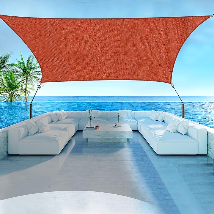 Lulu Home 10FTx10FT Rectangle Sun Shade Sail Canopy, UV Block Shade Sail, Outdoor Sun Shade Canopy for Patio Backyard Garden, Terra