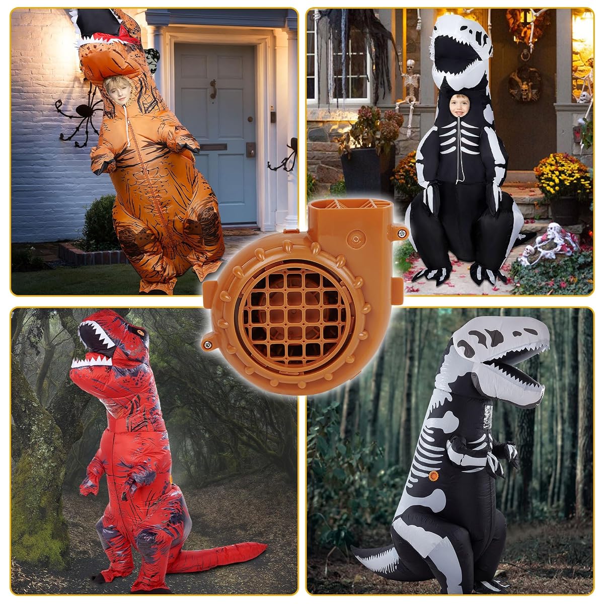 Lulu Home Blower Fan for Inflatable Costume, Mini Air Blower Portable Battery Operated USB Fan Replacement for All Kinds of Halloween Inflatable Suits Inflatable Dinosaur T-Rex Costumes, Brown - 细节图 4