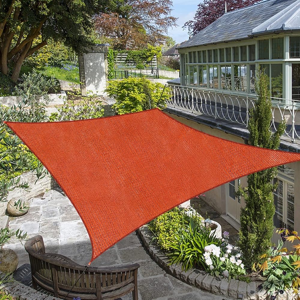 Lulu Home 10'x13' Rectangle Sun Shade Sail, UV Block Shade Sail, Outdoor Sun Shade Canopy for Patio Backyard Garden, Terra