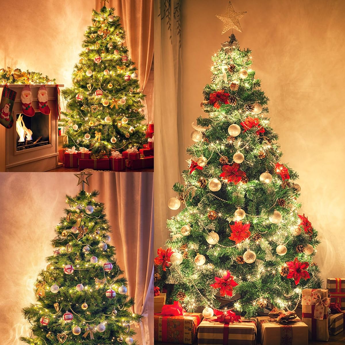 Lulu Home Christmas Tree, 7.5 Ft Artificial Christmas Tree with 600 LED String Multicolored Lights, Artificial Christmas Tree Douglas Fir with Iron Stand for Indoor Outdoor Christmas Decoration - detail image 4