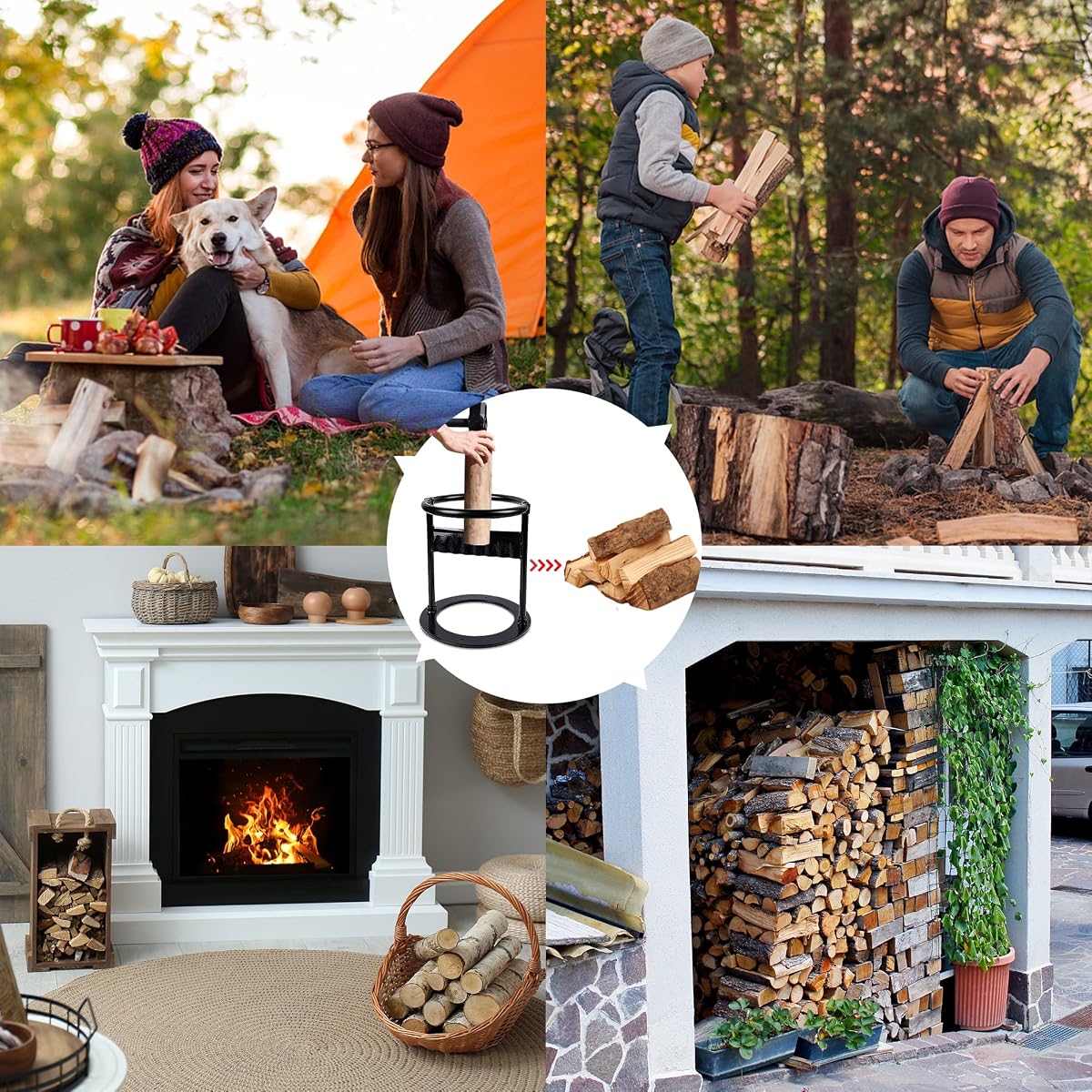 Lulu Home Hand Kindling Splitter, Cast Iron Firewood Splitting Kindling Chopper, Manual Log Wood Cutter on the Ground for Fireplace/Bonfire/Barbecue, 11.8" Dia X 13.7" H - imagen de detalle 6