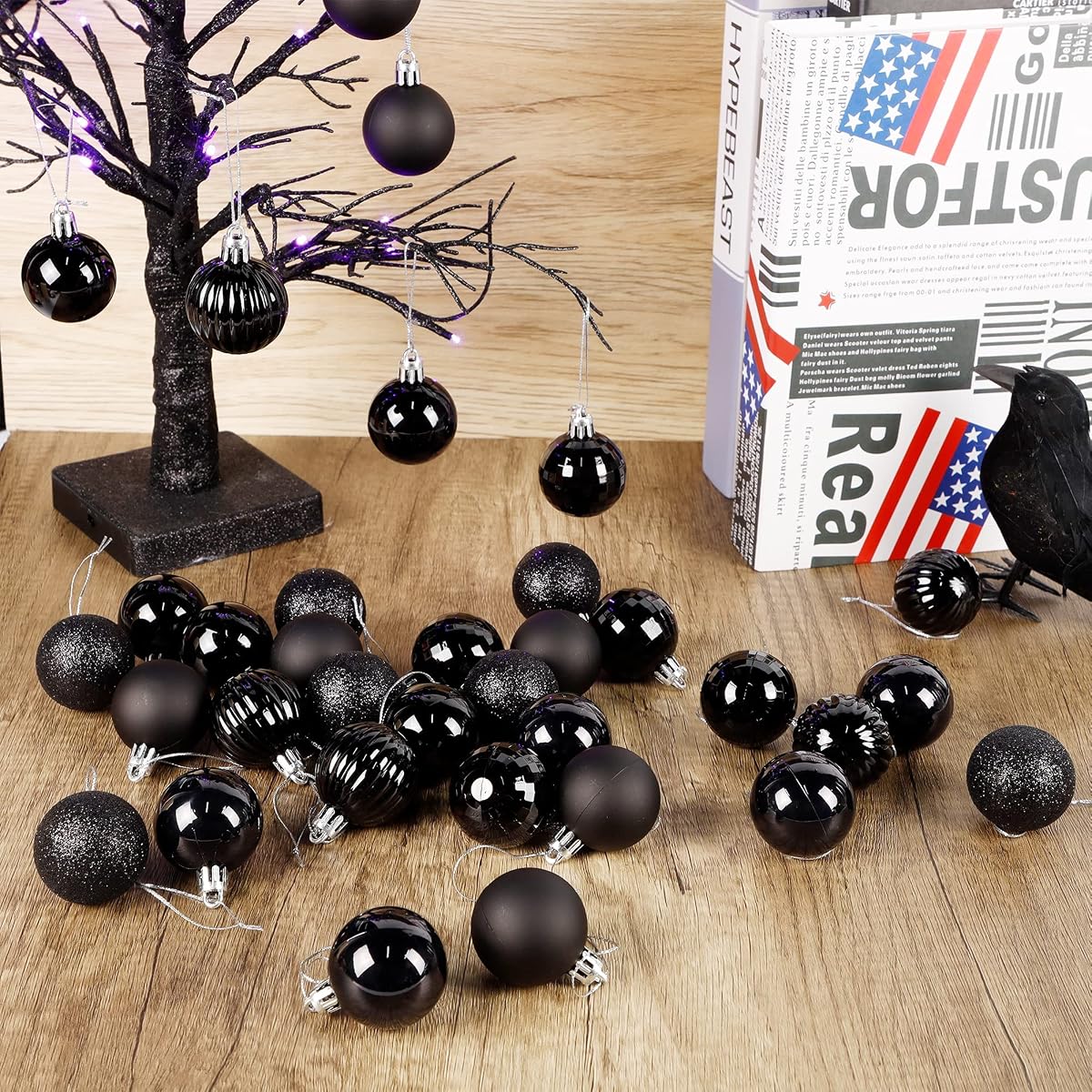 Lulu Home Christmas Hanging Ornaments, 34 Count Pre-Strung Plastic Balls, Shatterproof Barrel Packed Balls for Holiday Easter Party Wreath Tabletop Tree Decorations, 2.36 Inch, Purple - imagem de detalhe 4