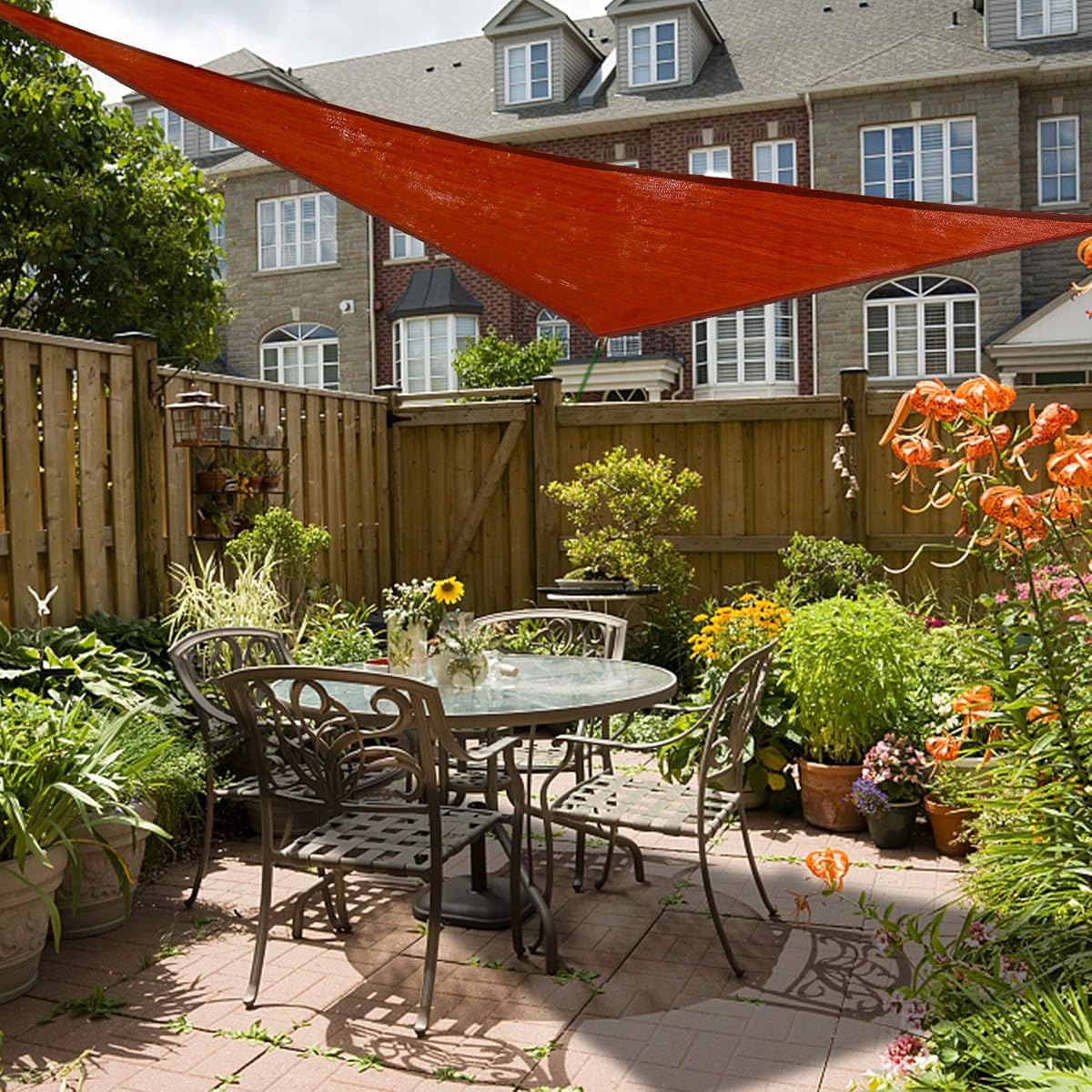 Lulu Home 10'x10'x10' Triangle Sun Shade Sail, UV Block Shade Sail, Outdoor Sun Shade Canopy for Patio Backyard Garden, Terra - imagem de detalhe 6