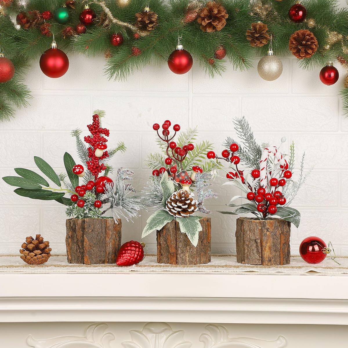 Lulu Home Artificial Mini Christmas Trees, 3 Packs - imagen de detalle 5
