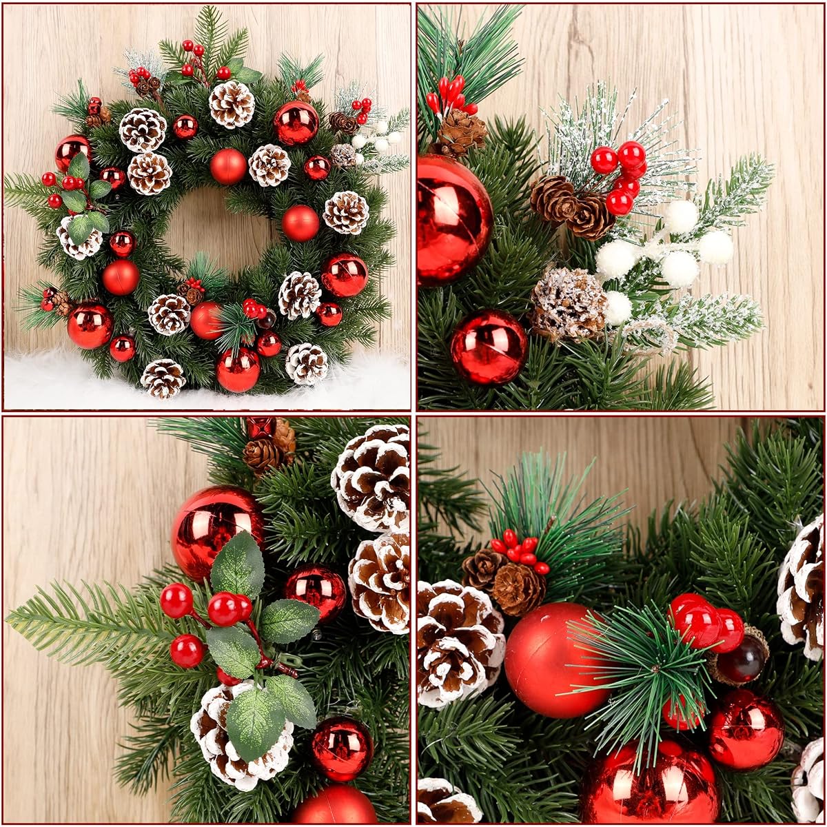 Lulu Home 16 Pieces Christmas Picks, Artificial Pine Branches with Pine Cones and Red Berries, Winter Holly Berries Stem Picks for Xmas Gift DIY Crafts Christmas Tree Wreath Garland Decorations - imagen de detalle 4