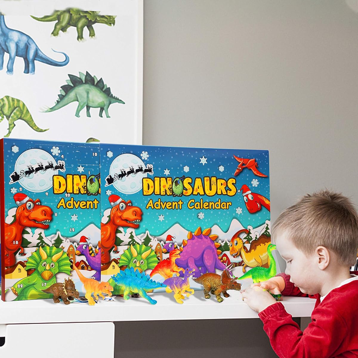 Lulu Home Christmas Advent Calendar with 24 Dinosaurs, Christmas Dinosaur Advent Calendar 2021, Countdown to Christmas Gifts for Kids - imagem de detalhe 5