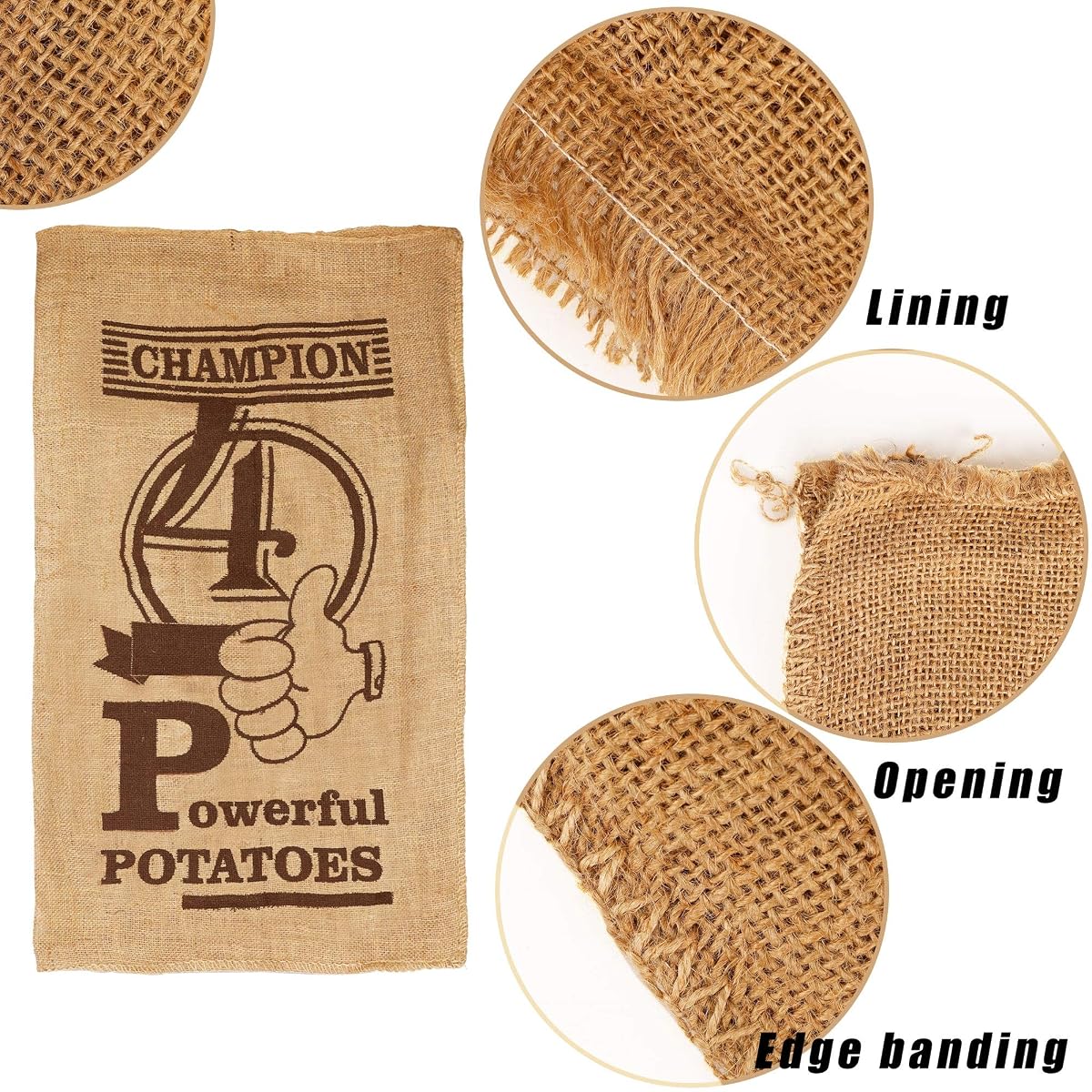 Lulu Home 6 Pack Burlap Bags, 38.4 x 24 Inch Jumping Race Bags for Outdoor Lawn Games, Easter Sack Racing Activities, Burlap Sack Race Bag Spring Outdoor Games for Kids - detail image 2