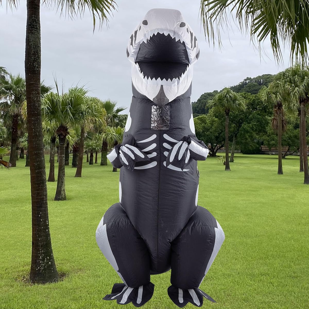 Lulu Home Dinosaur Costume, 8.2 FT Inflatable T-Rex Dinosaur Costume for Adult, Black & White - imagem de detalhe 5