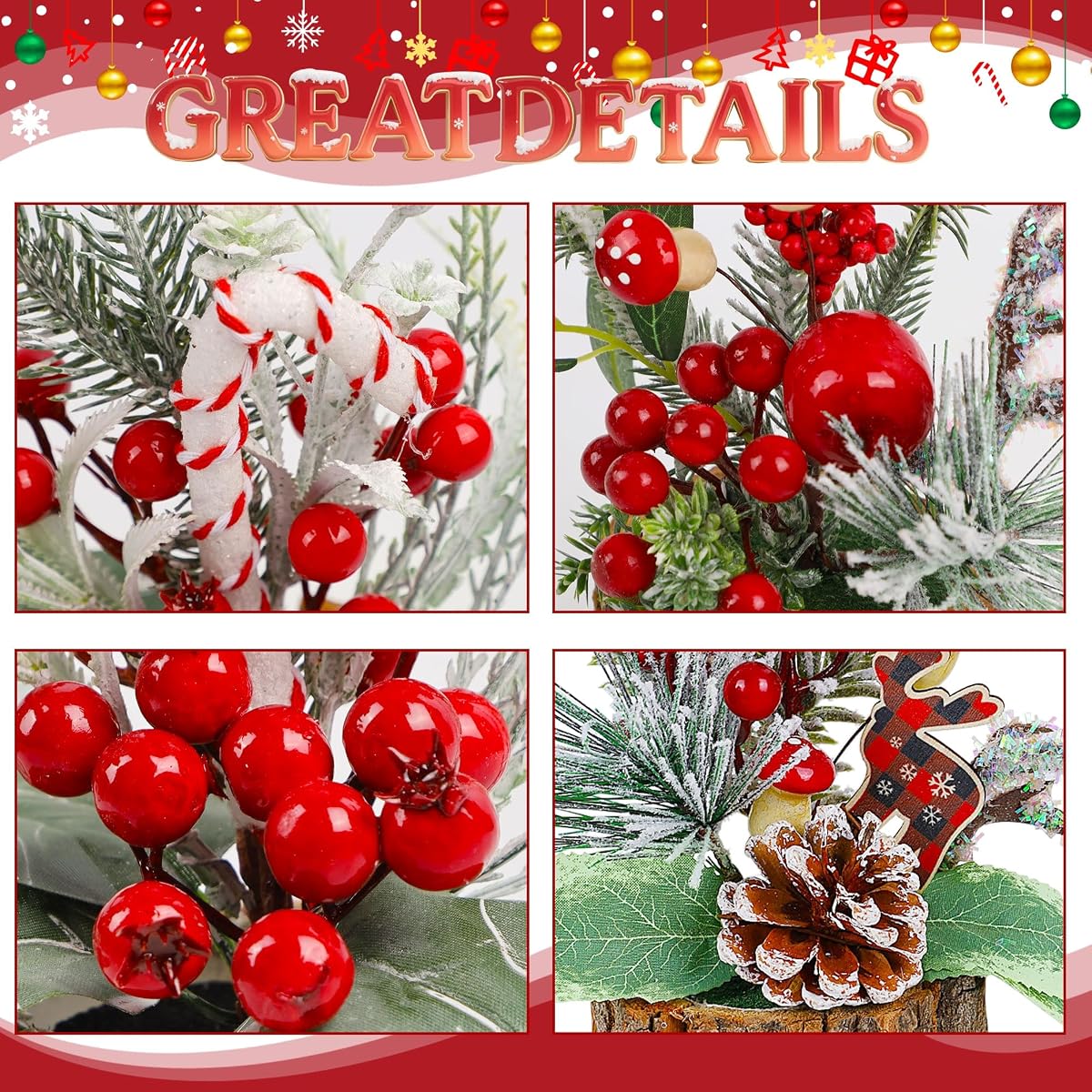 Lulu Home Artificial Mini Christmas Trees, 3 Packs - imagen de detalle 4