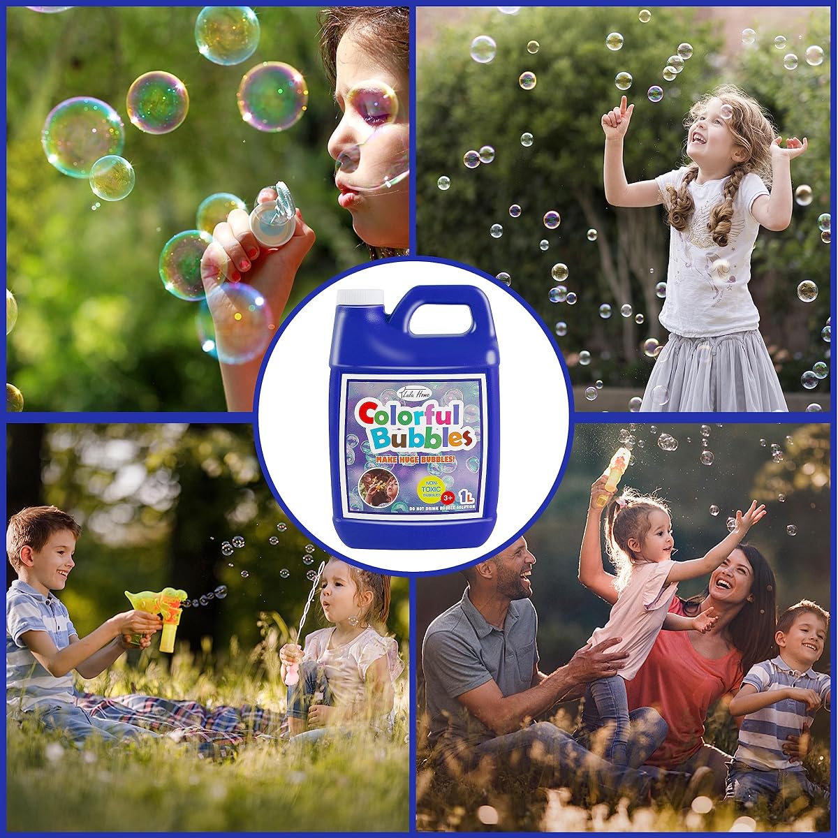 Lulu Home Concentrated Bubble Solution, 1 L/ 33.8 OZ Refill for Bubble Machines, Giant Wands, and Blowers - Up to 2.5 Gallons for Kids' Birthday Parties - imagen de detalle 5