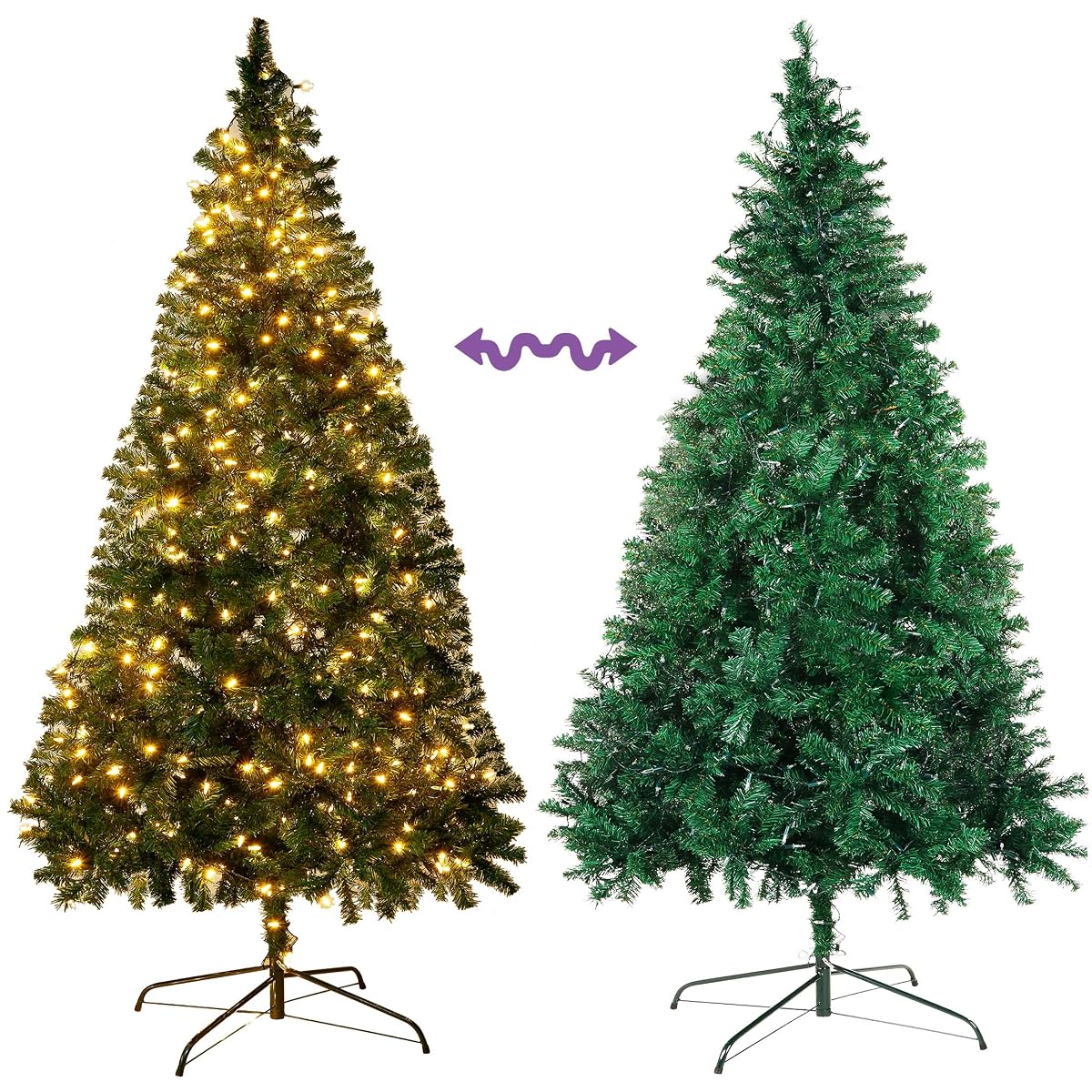 Lulu Home Christmas Tree, 7.5 Ft Artificial Christmas Tree with 600 LED String Multicolored Lights, Artificial Christmas Tree Douglas Fir with Iron Stand for Indoor Outdoor Christmas Decoration - detail image 6