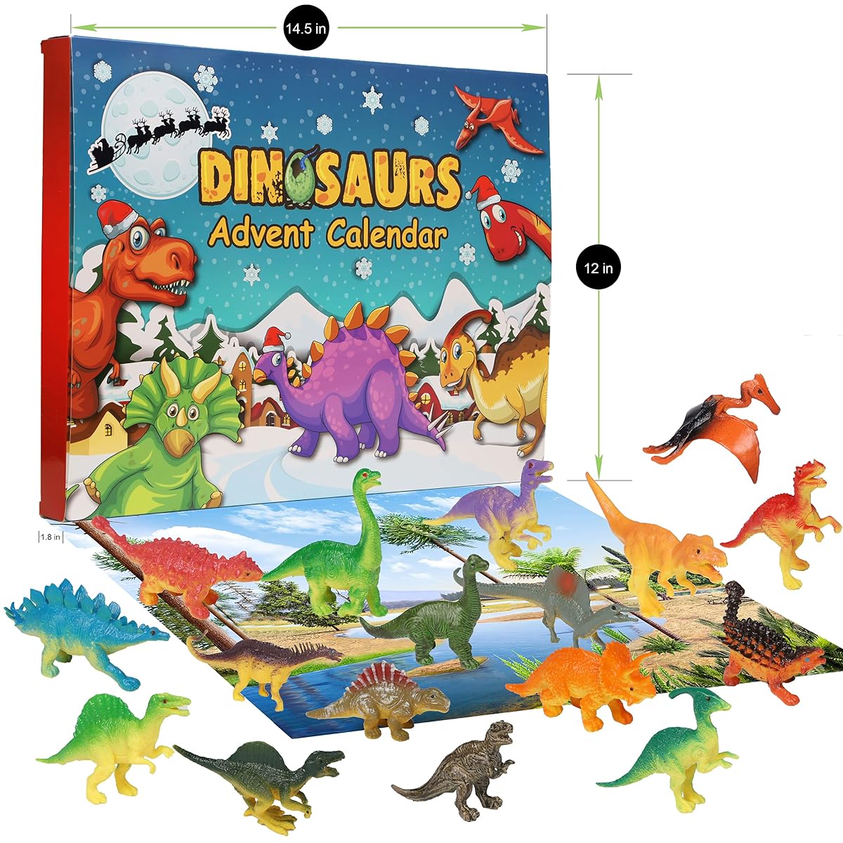 Lulu Home Christmas Advent Calendar with 24 Dinosaurs, Christmas Dinosaur Advent Calendar 2021, Countdown to Christmas Gifts for Kids - imagem de detalhe 1